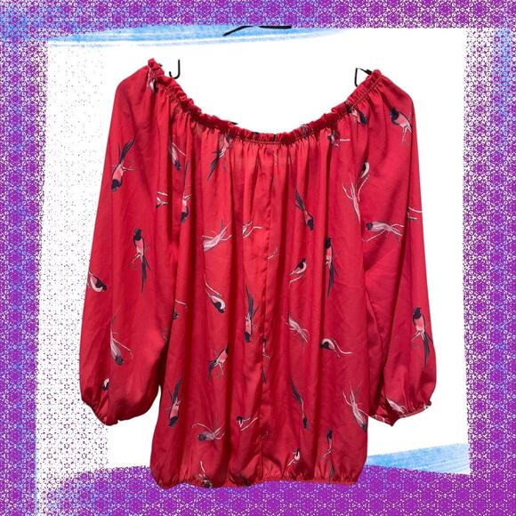 New York & Company Red Floral Boho Blouse, Women’s Size Small, EUC - Picture 2 of 5